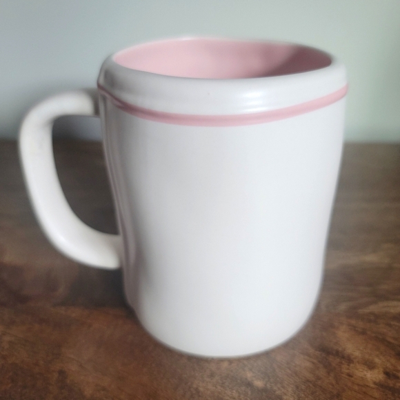 Rae Dunn Pink White Bridesmaid Artisan Ceramic Coffee Tea Soup Mug Cup - Picture 4 of 5